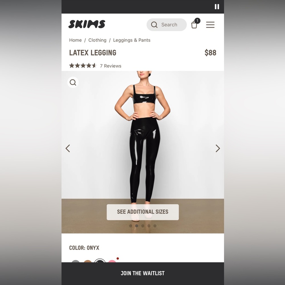 SKIMS -latex legging in ONYX